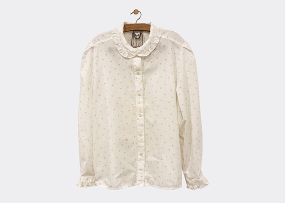 White Ruffle Collar Blouse XL