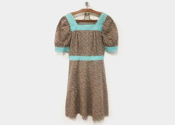 1970s Handmade Prairie Dress Ditsy Floral Mini