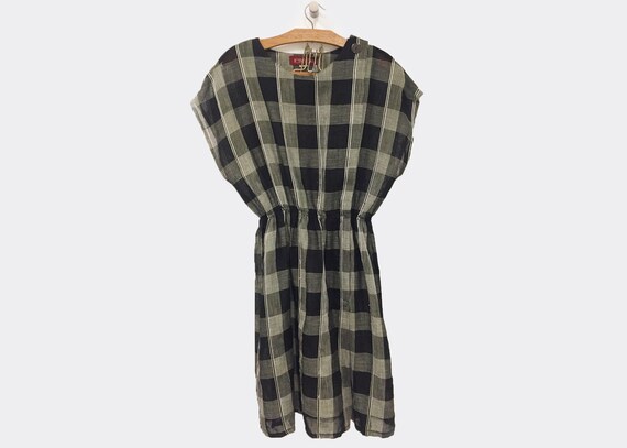 black tartan pinafore dress