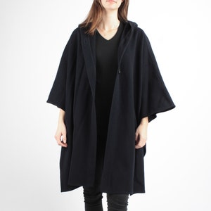 1960s Vintage Marine Blue Poncho Wool Winter Overcoat Greatcoat Coat for Women