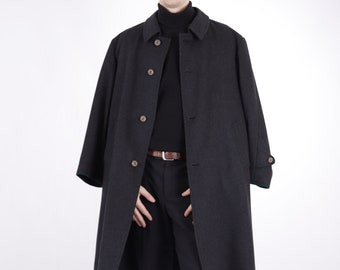 Vintage Cashmere Wool Coat Long Loden Oversized Menswear Size XL