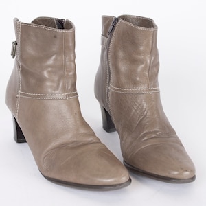 US10.5 Vintage Grey Ankle Booties Leather Boots for Women size EU41 UK8.5 US10.5