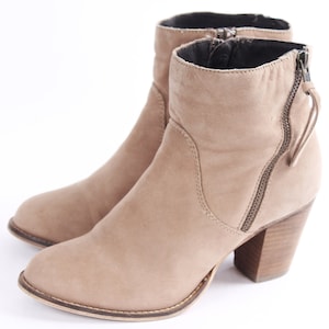 Vintage Suede Ankle Boots: Beige Leather, EU 37 / US 6.5
