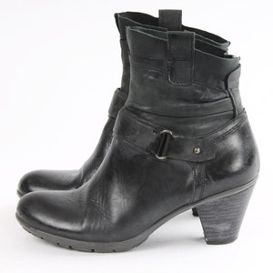 US7.5 Vintage Black Leather Belted Buckle Boots for Women size EU 38 UK 5.5 US 7.5