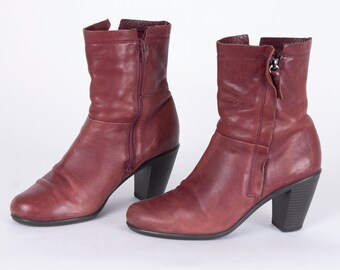 US8.5 Vintage 90s Green Suede Leather Elegant Ankle Boots for Women size EU39 UK6.5 US8.5