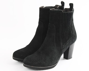 Vintage Suede Black Leather Boots: Women's EU 37 / US 6.5