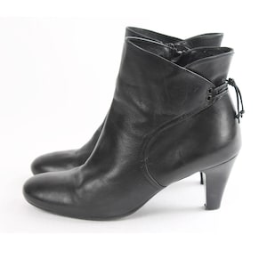 US10.5 Vintage Black Leather Elegant Ankle Boots for Women size EU 41 UK 8.5 US 10.5