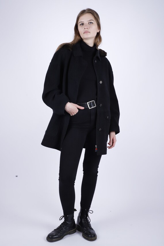 1970s Vintage Black Loden Wool Greatcoat Overcoat… - image 4