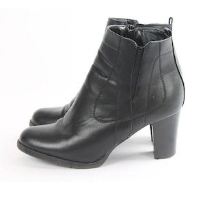 US9.5 Vintage Black Faux Leather Zipper Ankle Boots for Women size EU 40 UK 7.5 US 9.5