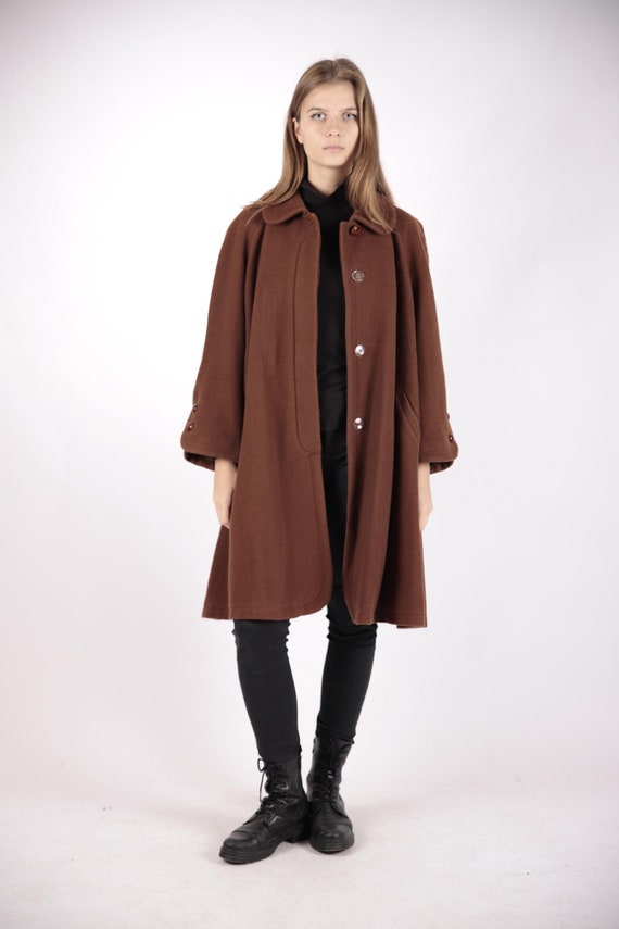 1970s Vintage Caramel Cashmere Wool Winter Autumn Overcoat Coat