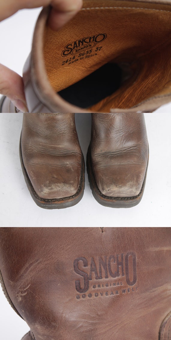 US6.5 Western SANCHO Cowboy Boots Tan Desert Brown Buckle