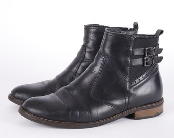 US7.5 Botines vintage Botas Chelsea de cuero negro para mujer talla EU39 UK5.5 US7.5