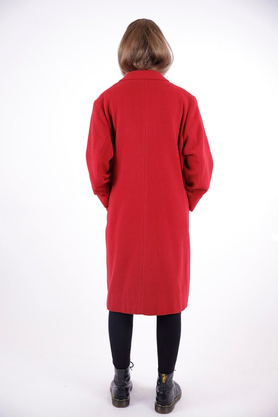 1970s Vintage Red Crimson Wool Autumn Overcoat Gr… - image 9