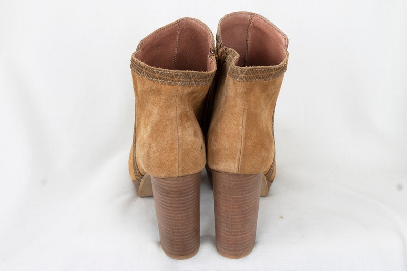 US9.5 Vintage 90s Suede Brown Leather Elegant Ankle Boots for Women size EU40 UK7.5 US9.5