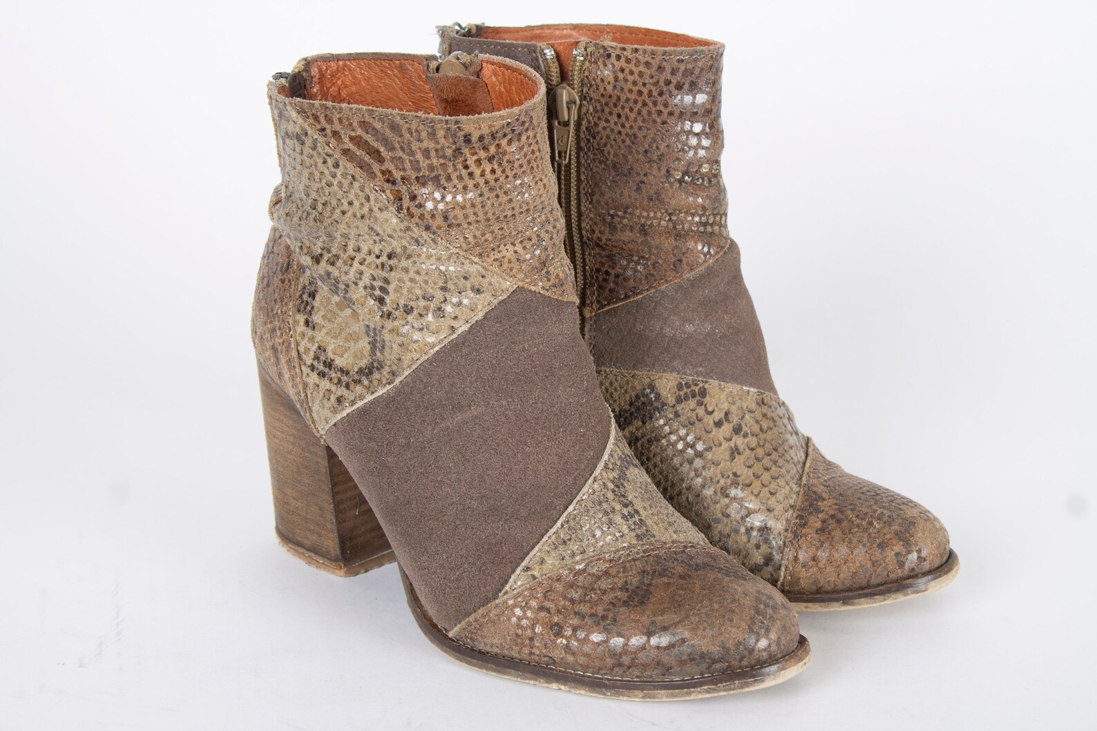 US7.5 Vintage Ankle Boots Snakeskin Brown Classy Booties - Etsy