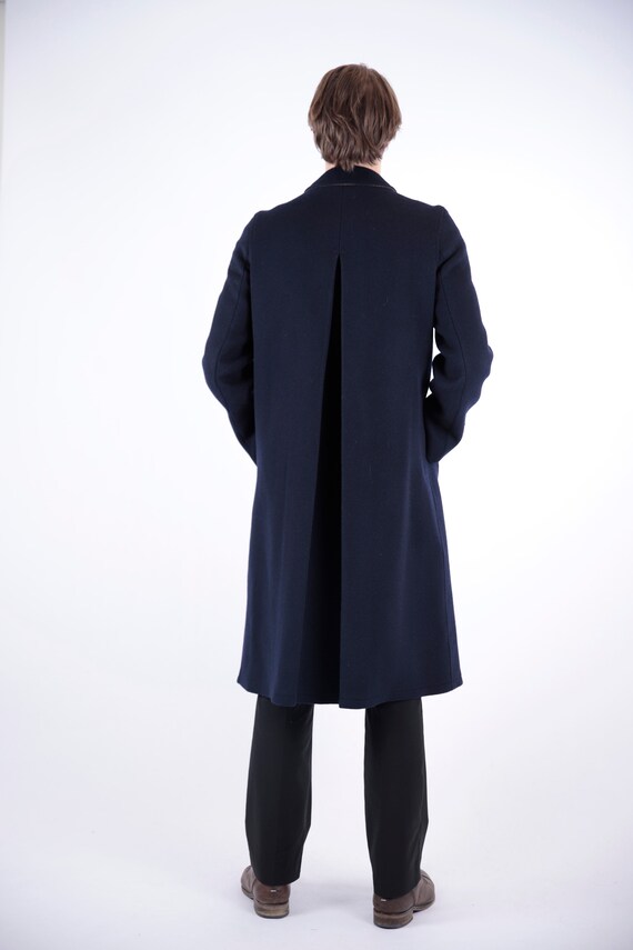 1970s Vintage Dark Marine Blue Wool Loden Winter … - image 9