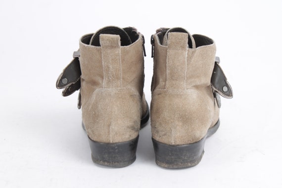 US6.5 Vintage Rockabilly Suede Beige Leather Buck… - image 5