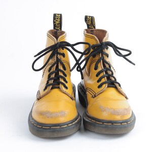 US3 Vintage Dr Martens Yellow Leather Doc Festival Punk Rocker Martens Boots Womens EU34 / US3 / UK1 image 3