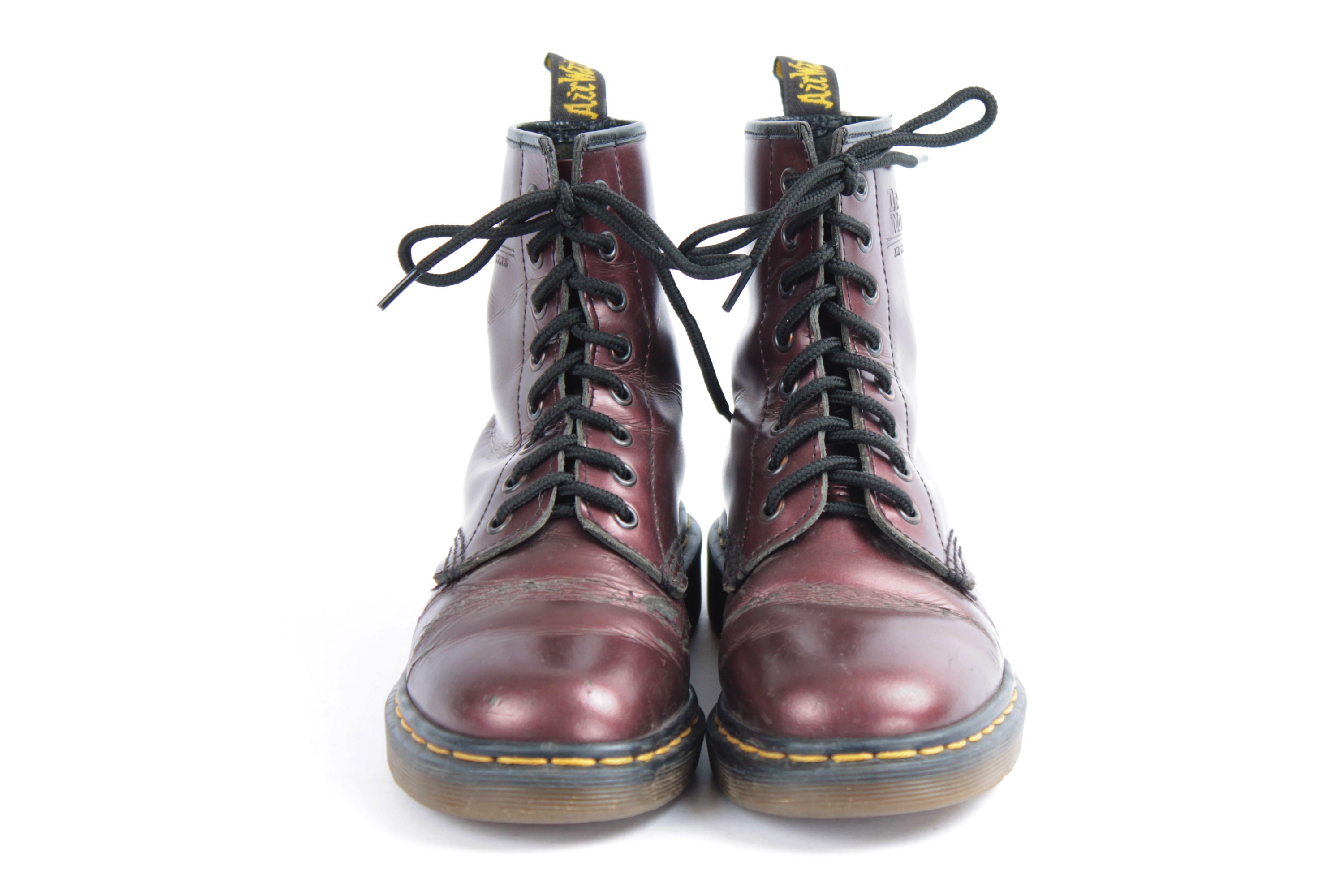 US6 Vintage Dr Martens Purple Glossy Leather Doc Martens Boots / EU37 / US6 / UK4 for Women