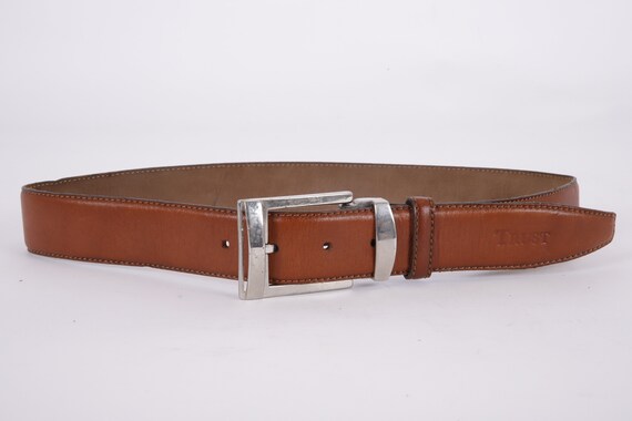 Vintage Bohemian Cognac Leather Belt Genuine Leat… - image 2