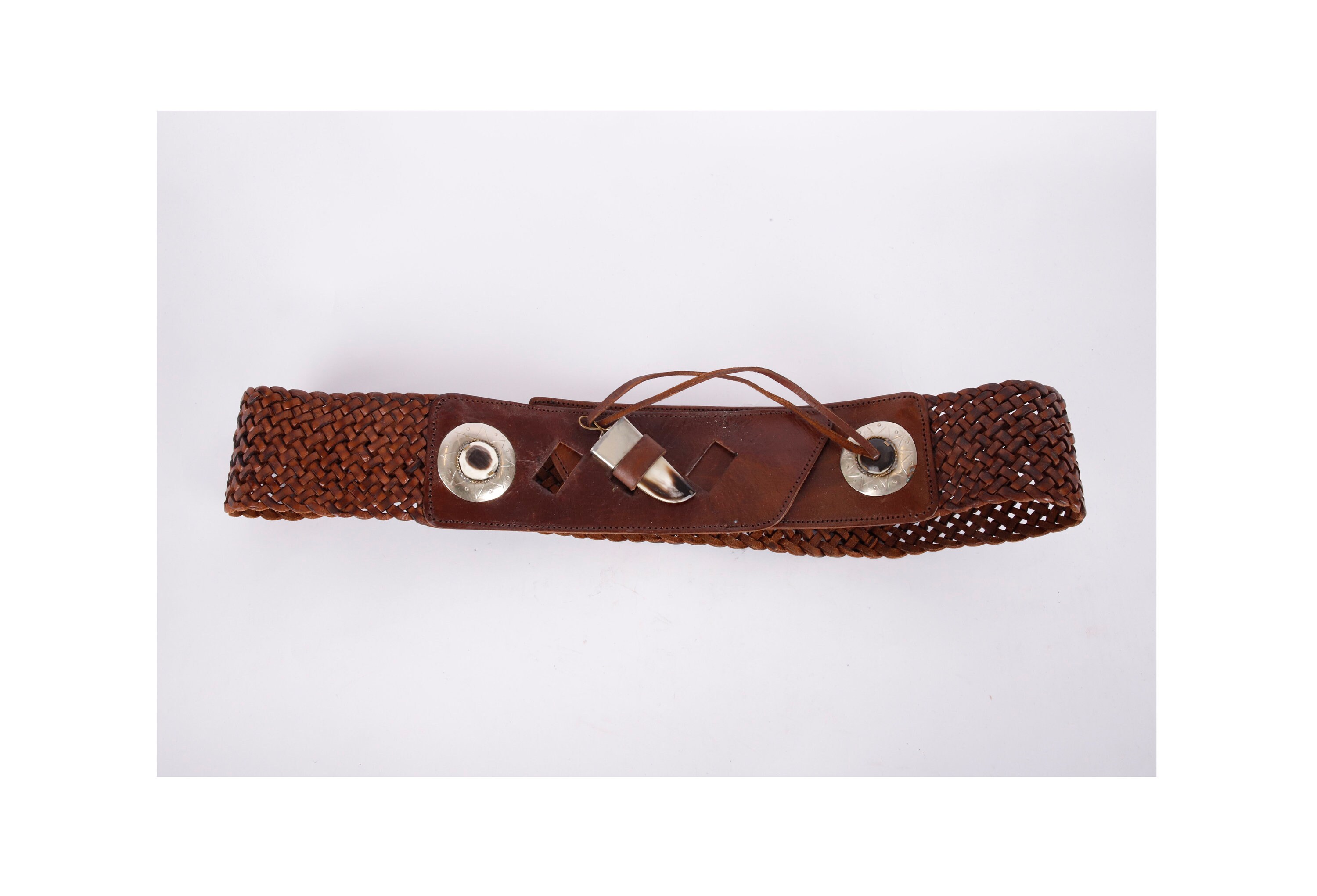 Vintage Woven Leather Waist Belt: Bohemian Western Cowgirl  display picture 2