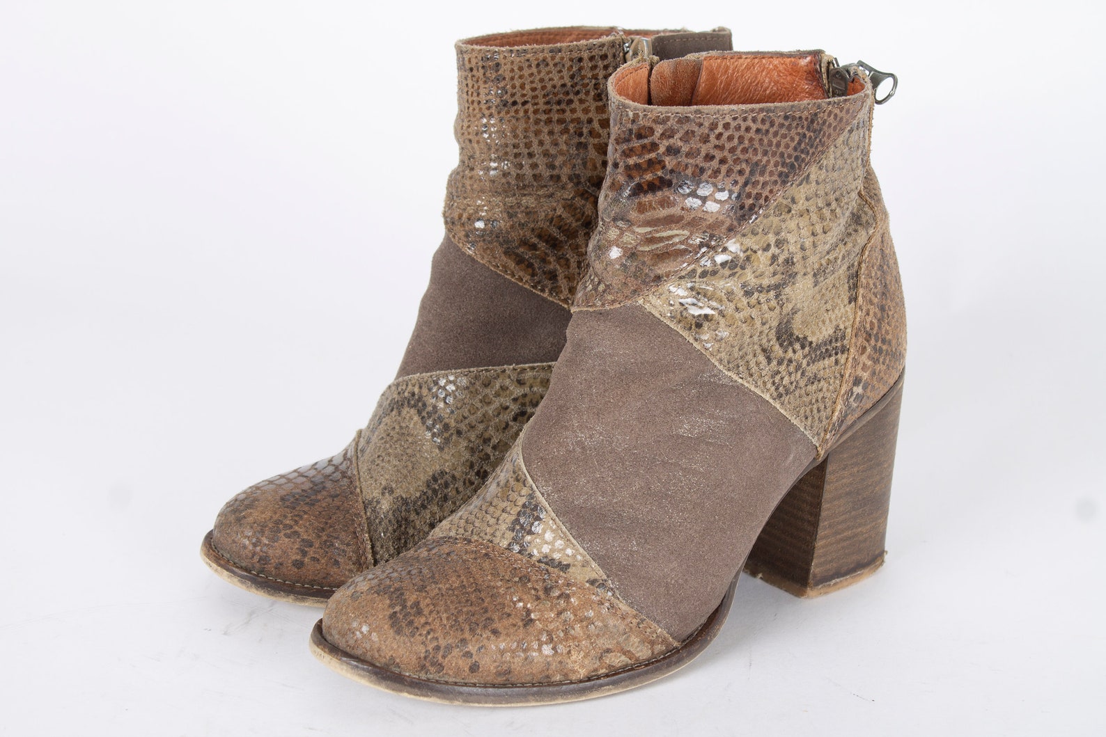 US7.5 Vintage Ankle Boots Snakeskin Brown Classy Booties Etsy