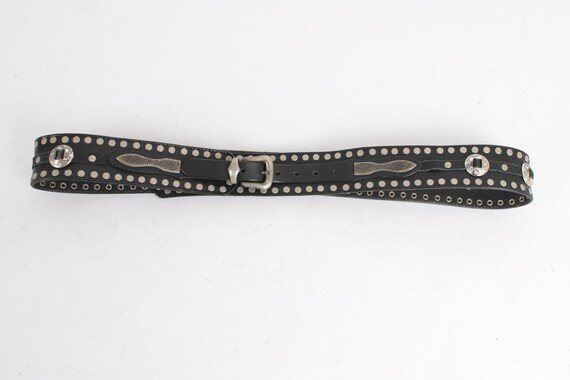 Vintage Black Leather Cowboy Belt 