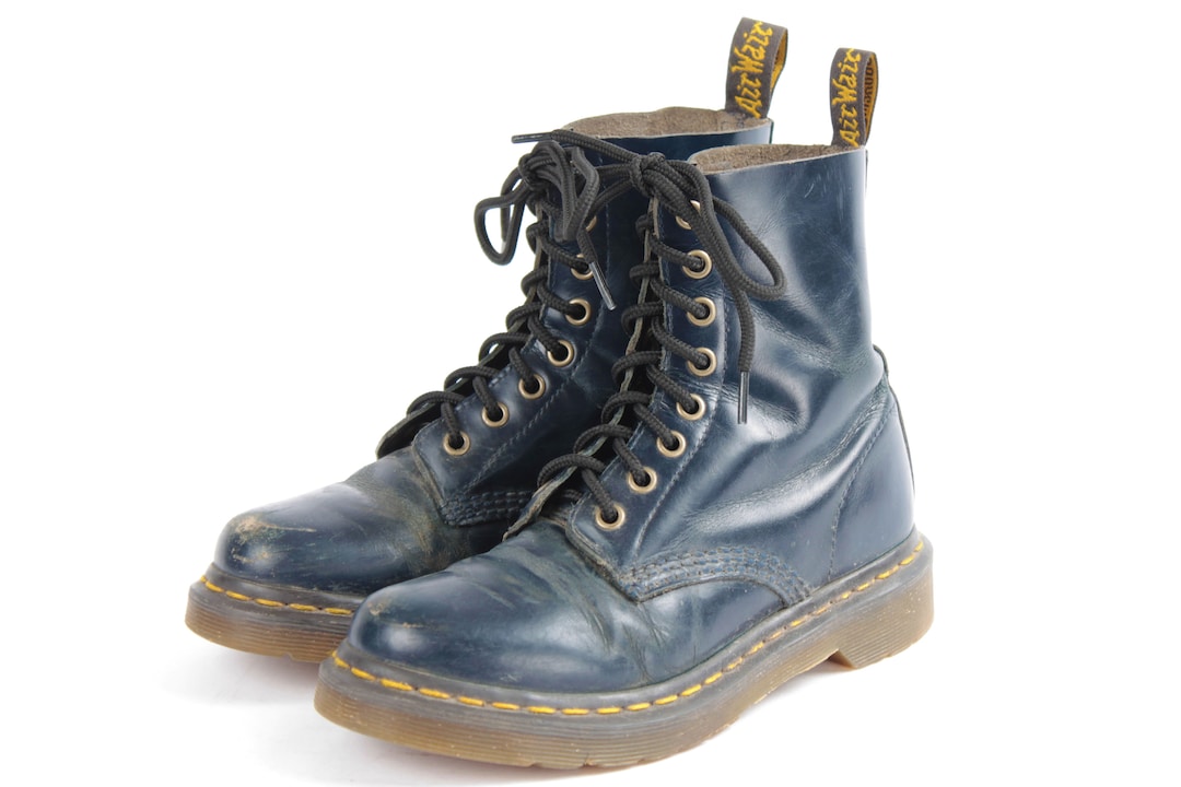 Bottes en cuir Dr Martens vintage bleu marine, femmes US5 France