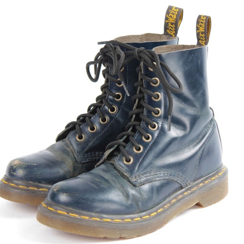 US5 Dr Martens Vintage Marine Blue Leather Doc Martens Boots - Etsy