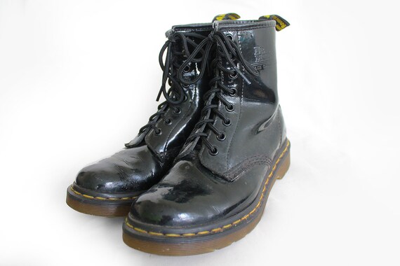 glossy black doc martens