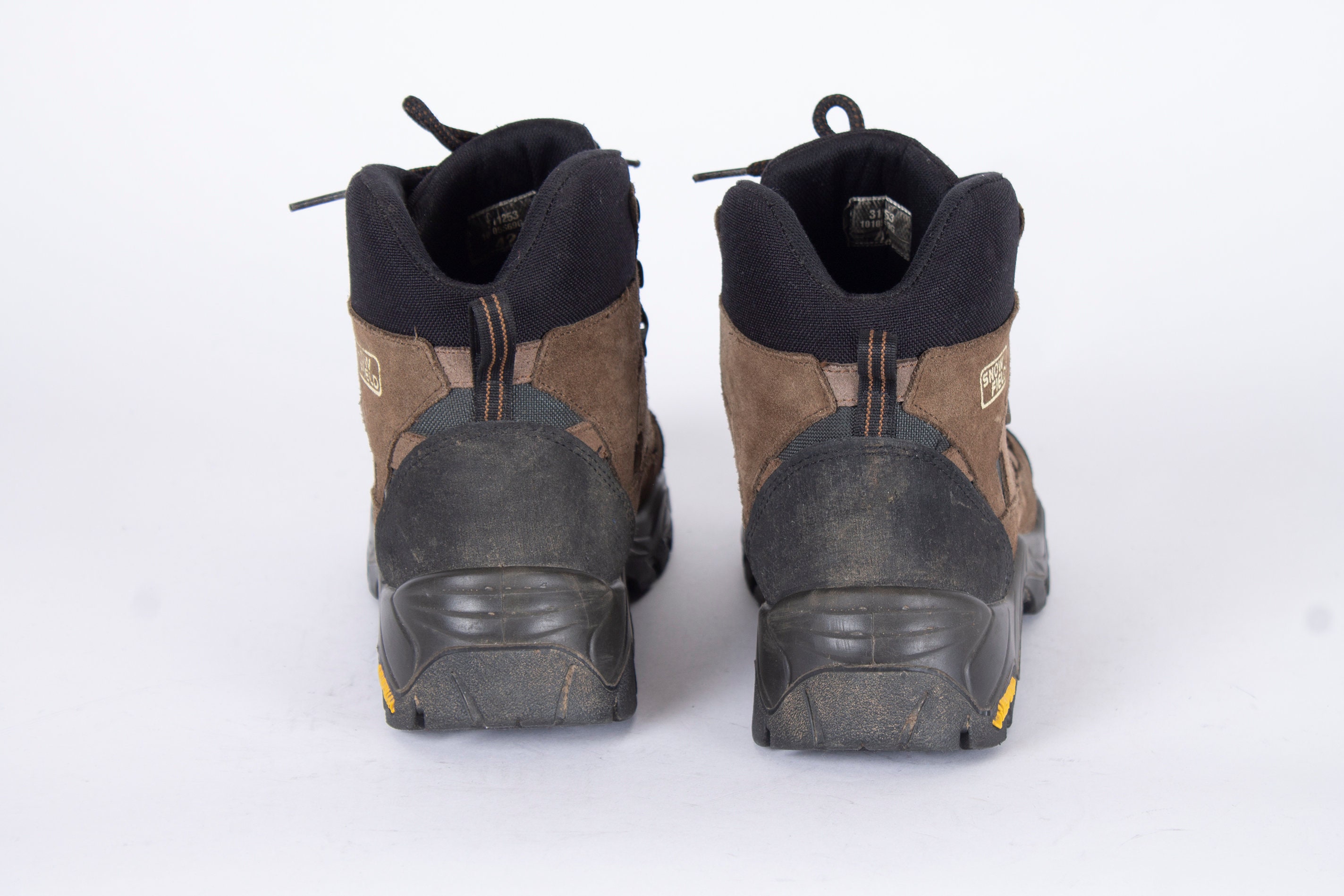 Bottes de randonnée en cuir marron : Bottes alpines vintage à lacets
