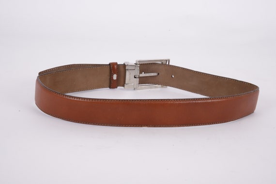 Vintage Bohemian Cognac Leather Belt Genuine Leat… - image 3