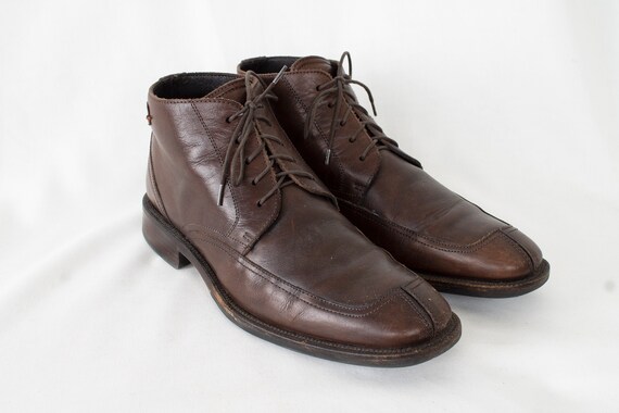 US9 Vintage 90s Brown Leather Elegant Ankle Boots