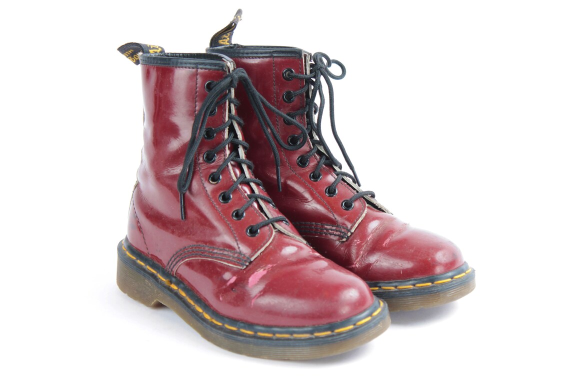 glossy doc martens