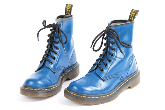 Blue Leather Doc Martens Boots 