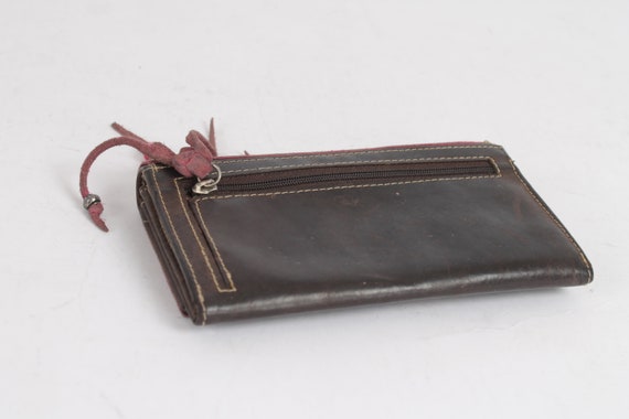 Vintage Leather Wallet Suede Red Black White Star… - image 3