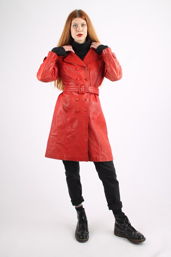 1970s Vintage Red Leather Coat: Fitted Finnish Jacket - Etsy