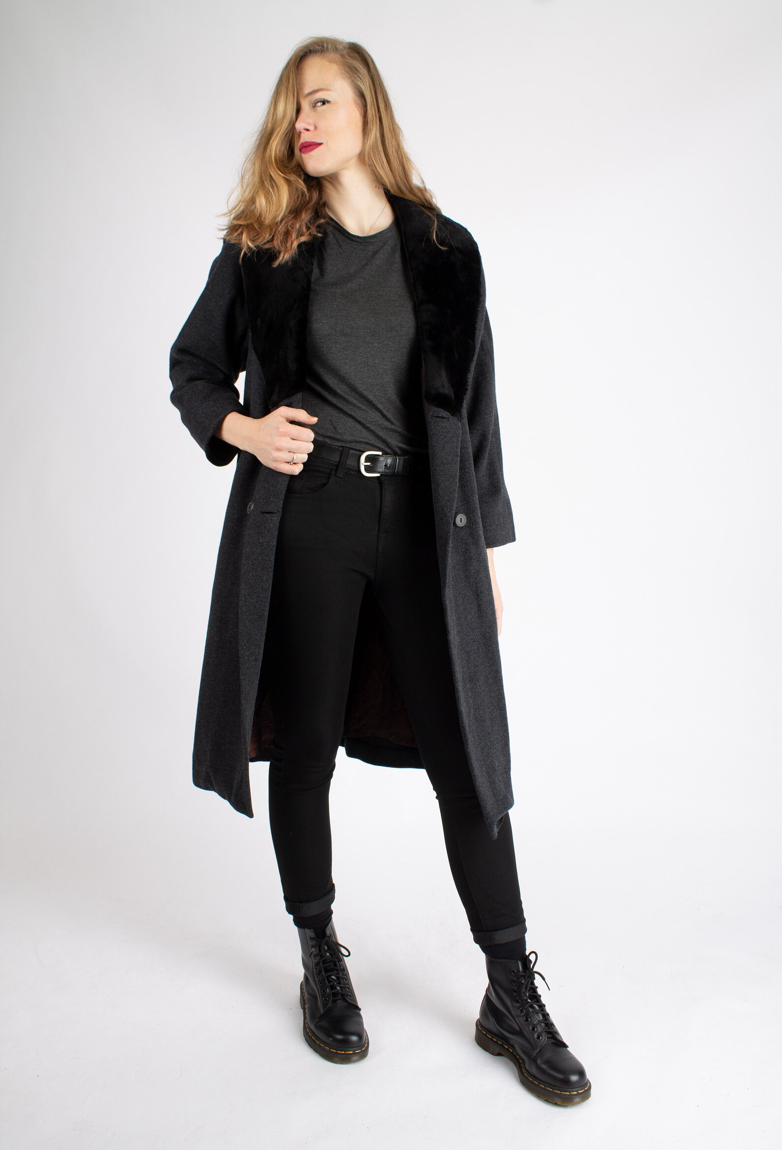 dark grey wool coat ladies