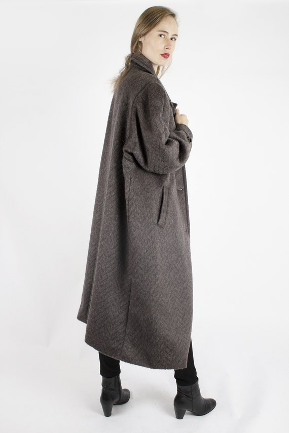 1960s Vintage Grey Coat Striped Loden Patterned M… - image 3