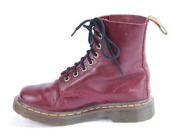US5 Dr Martens Vintage Borgona Cuero Doc Martens Botas EU36 US5 UK3 para Mujer Etsy Mexico
