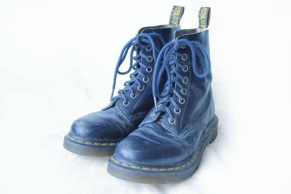 US5 Dr Martens Vintage Marine Blue Leather Doc Martens Boots | Etsy