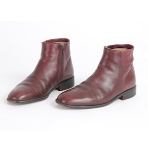 US8.5 Vintage rode wijn bordeauxrode leren vlinderstriklaarzen voor dames maat EU39 UK6.5 US8.5