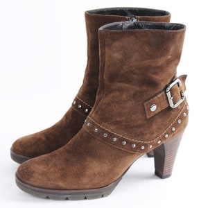 US6 vintage bruine western cowgirl suède rockabilly gordel bezaaid lederen gesp enkellaarsjes voor vrouwen maat EU 37 UK 4 US 6