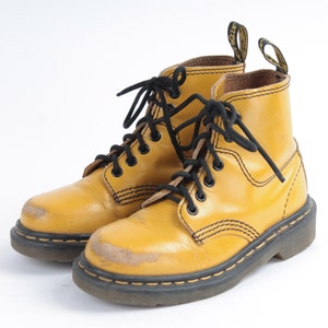 US3 Vintage Dr Martens Yellow Leather Doc Festival Punk Rocker Martens Boots Womens EU34 / US3 / UK1 image 1