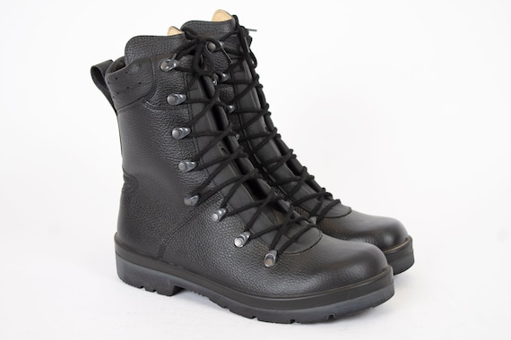 Heren Zwart Lederen Militaire Laarzen Maat 6 extra breed Schoenen Herenschoenen Laarzen Werklaarzen & Kisten 