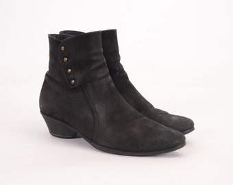 Vintage Black Leather Ankle Booties - Women's EU 36 / US 5
