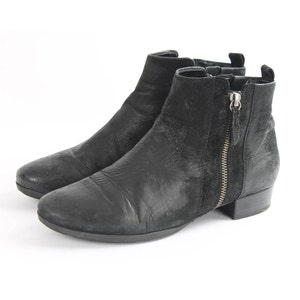 US6.5 Gabor Vintage Black Chelsea Leather Zipper Ankle Boots for Women size EU 37 UK 4.5 US 6.5