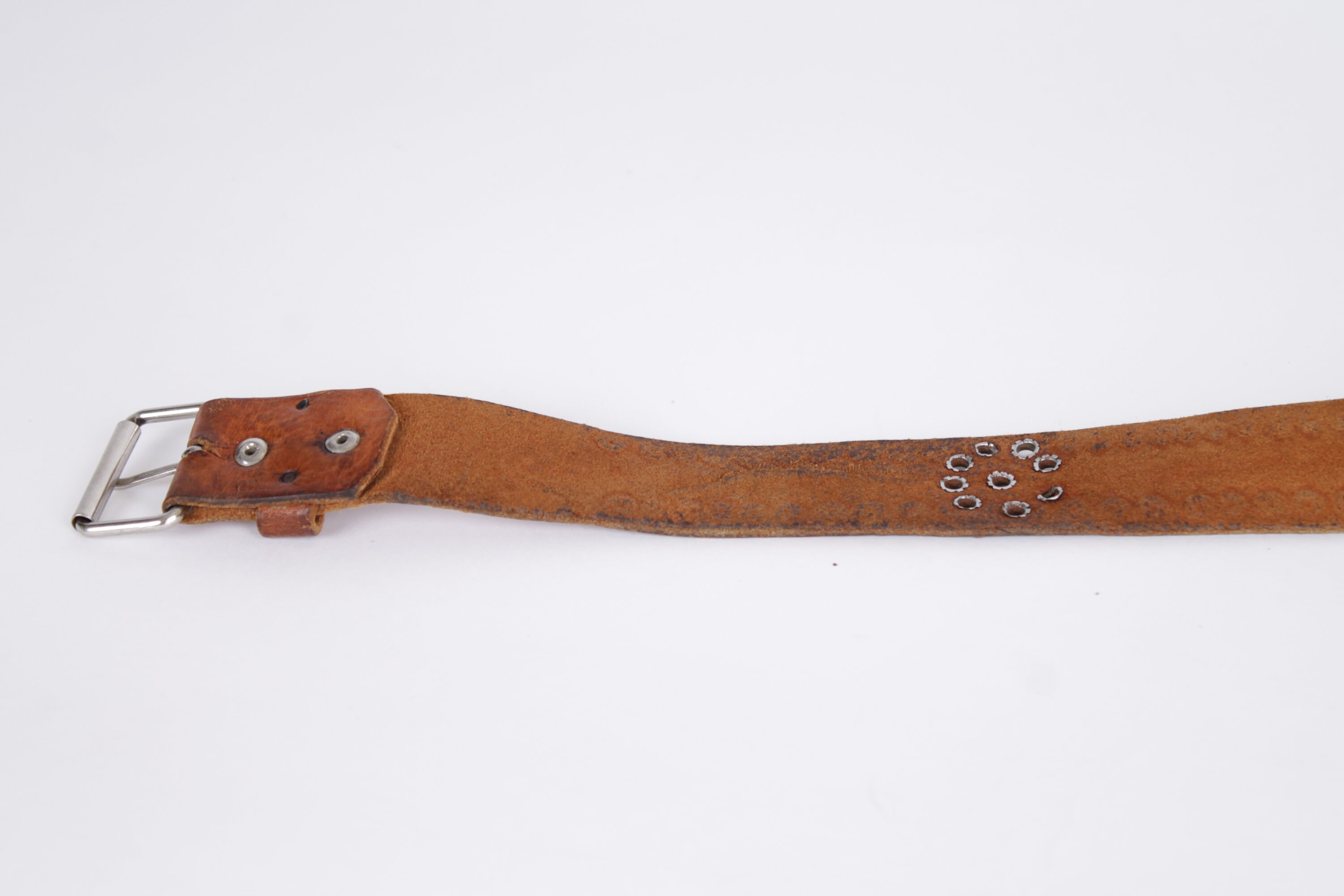 Vintage Studded Leather Belt: Bohemian Cognac Brown Cowboy  display picture 1