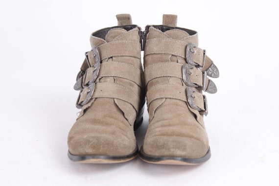 US6.5 Vintage Rockabilly Suede Beige Leather Buck… - image 3