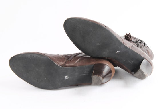 US8.5 Vintage Brown Leather Elegant Ankle Boots f… - image 6